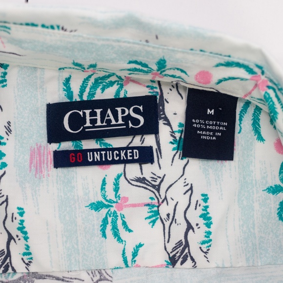 CHAPS Untucked Button Down Shirt Palm Trees - Picture 3 of 6